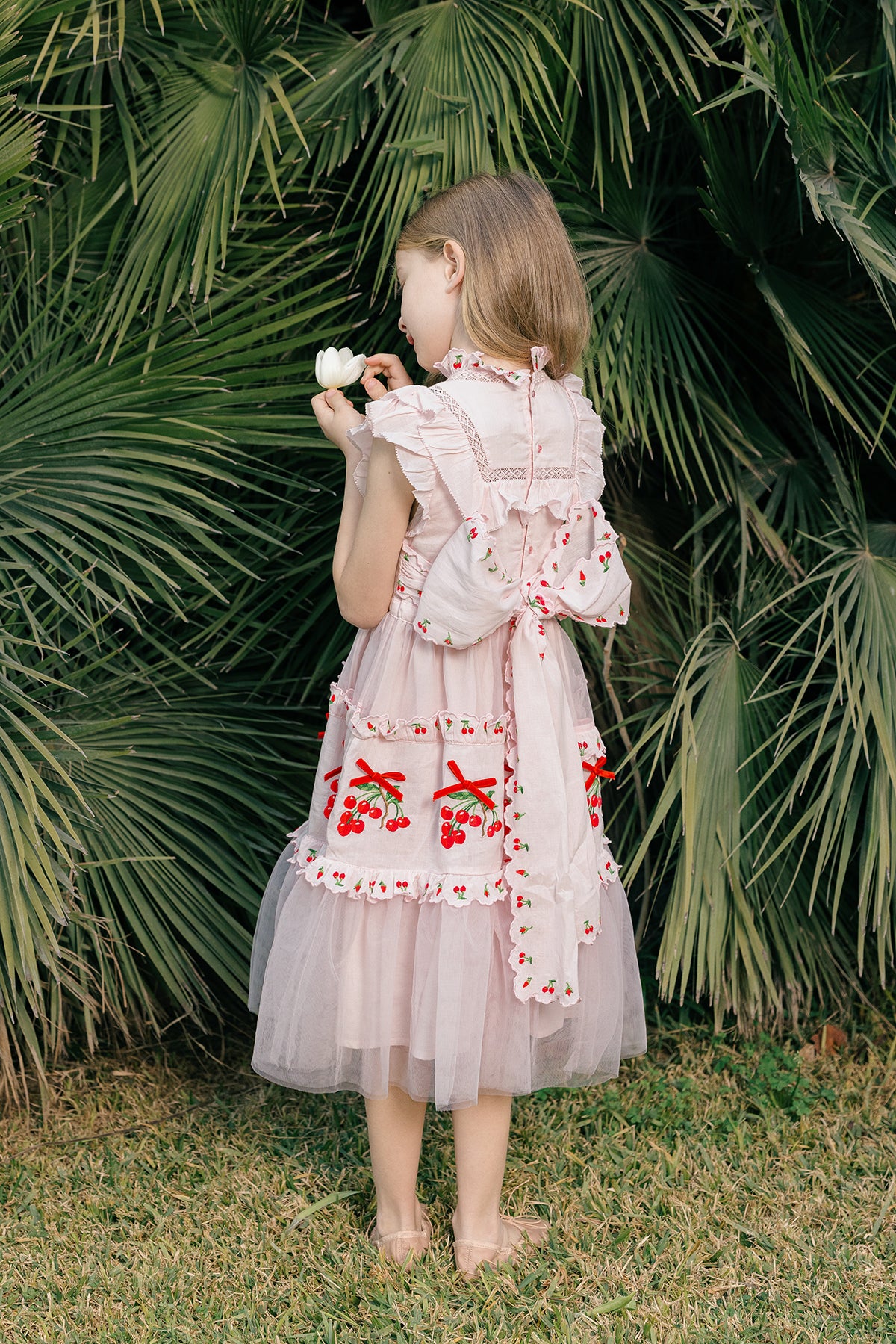Julianna Dress | Pink Victorian tulle flower girl dress with embroidery   NELLYSTELLA