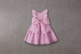 Pink silk organza birthday dress with pleats