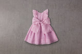 Pink silk organza birthday dress with pleats