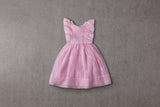 Pink silk organza birthday dress with pleats