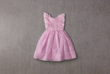 Pink silk organza birthday dress with pleats