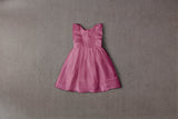 Purple silk organza Christmas dress with pleats