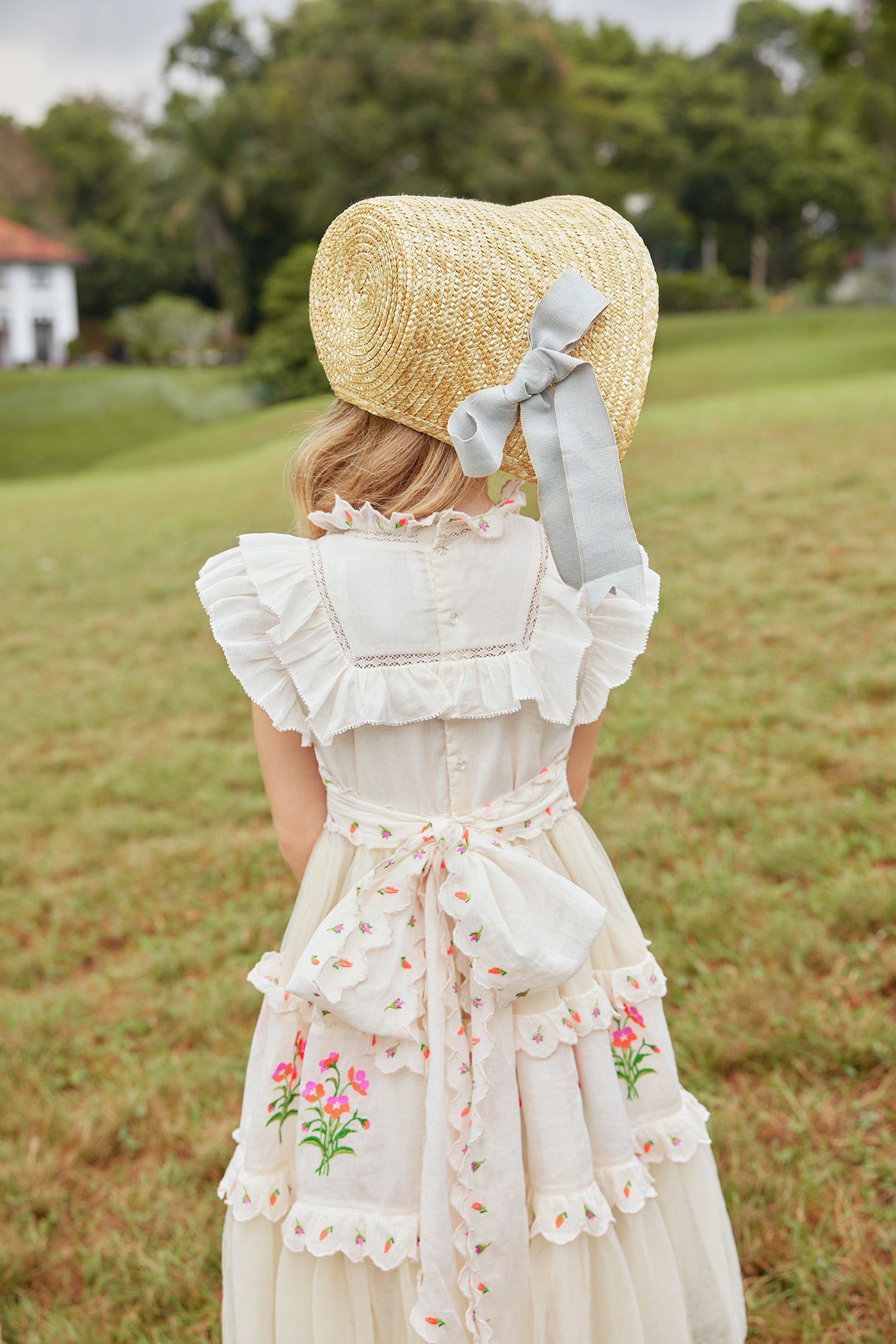 Julianna Dress | Beige Victorian tulle flower girl dress with
