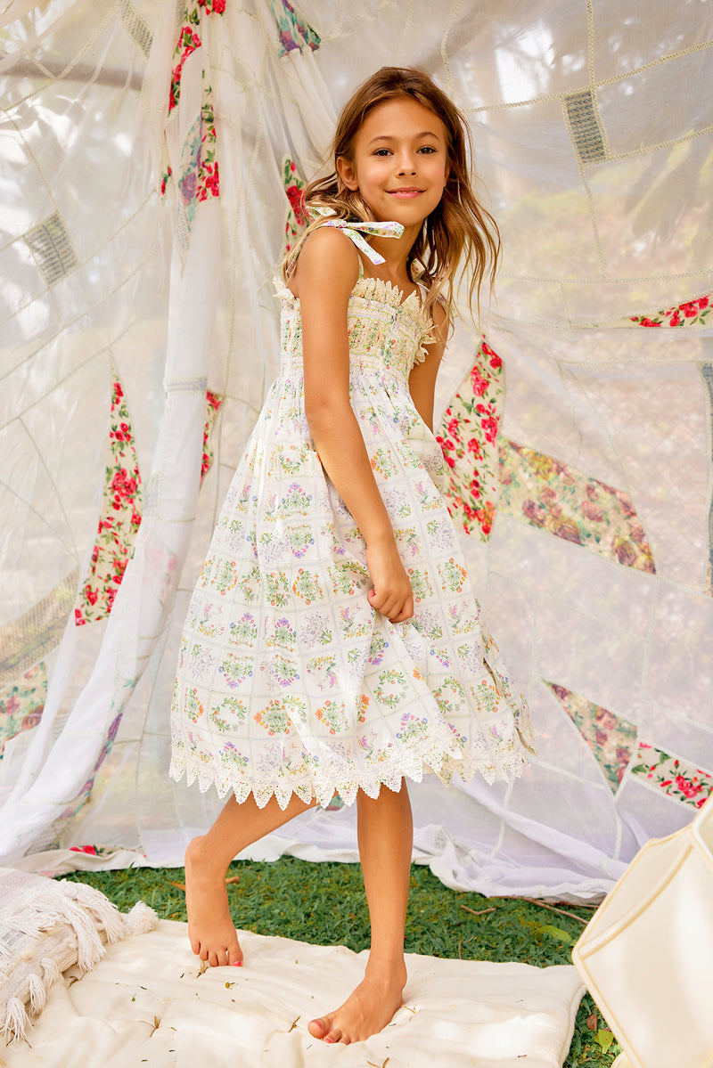 Sunny Dress | Cream embroidered floral Dress with floral print 2 Sunny Dress | Cream embroidered floral Dress with floral print 2