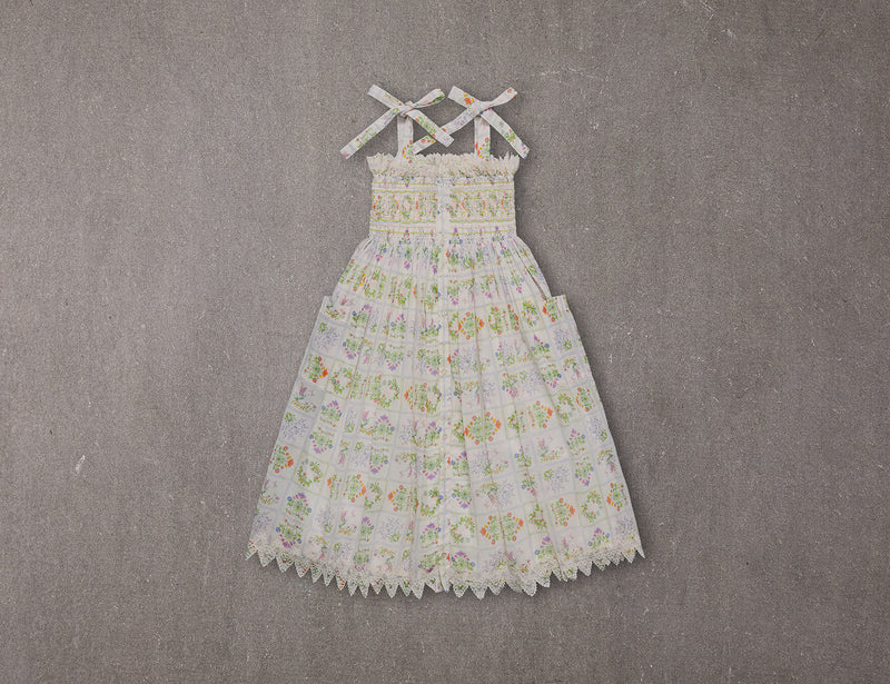vintage floral embroidered dress Retro Stage Embroidered Tulle Midi Dress | V-Neck Floral Butterfly | Garden Party Dress