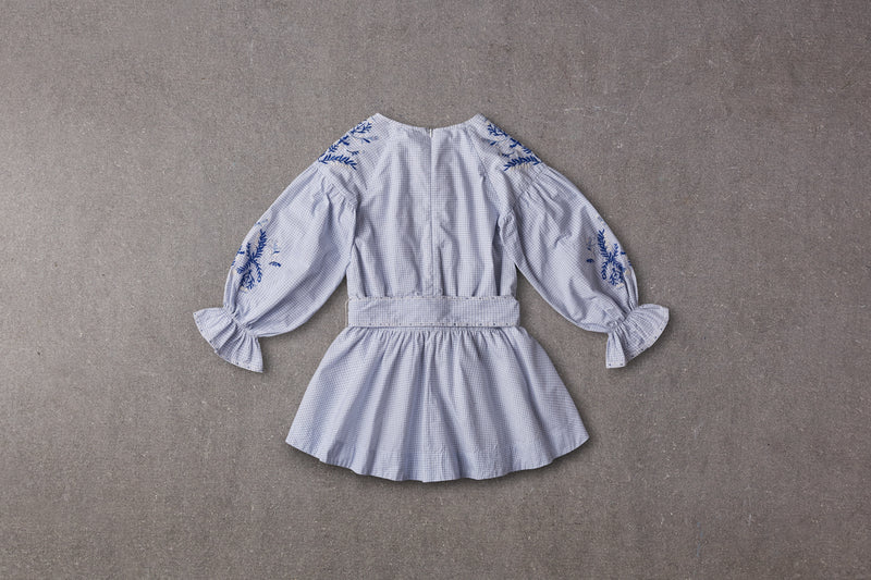 Tia Dress | Small Blue Checks