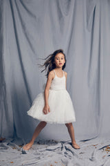 Peach Dress  White tulle flower girl tutu dress with bow – NELLYSTELLA