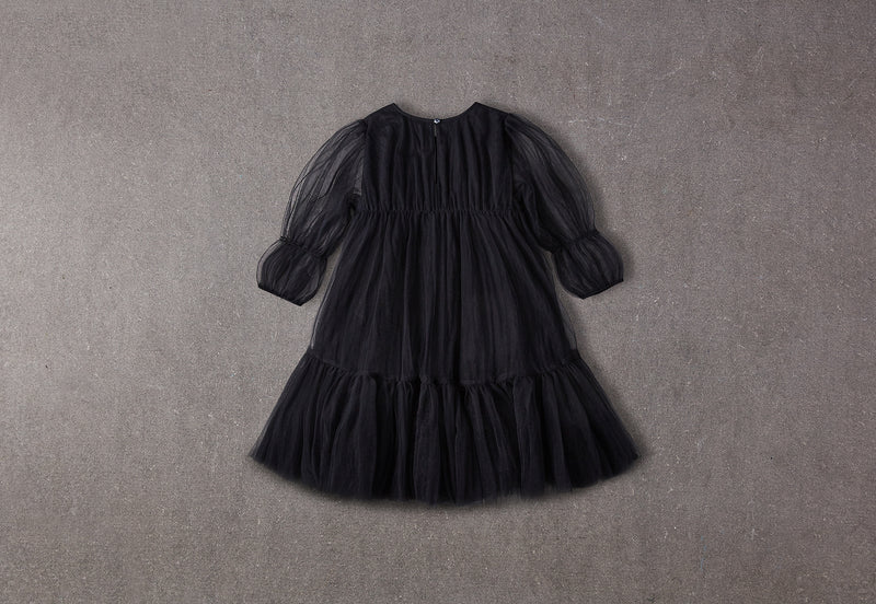 Black tulle flower girl dress ruffles