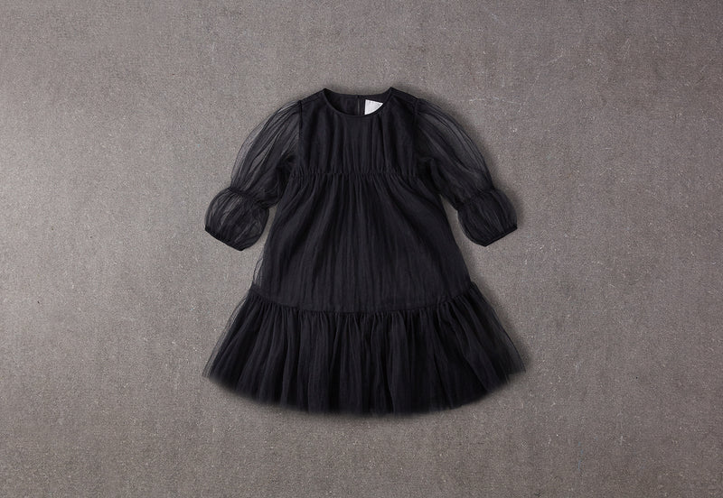 Black tulle flower girl dress ruffles