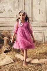 Pink tulle Christmas dress with ruffles