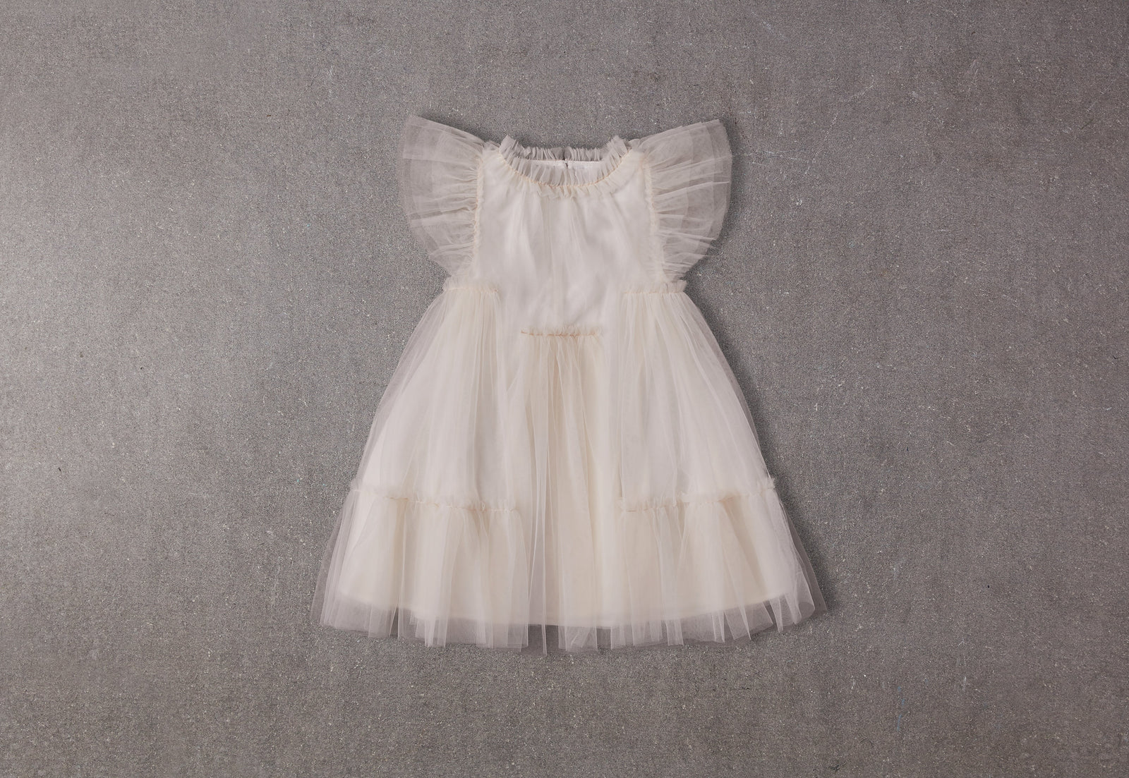 Antoinette Dress | Pink tulle flower girl dress with a ruffle