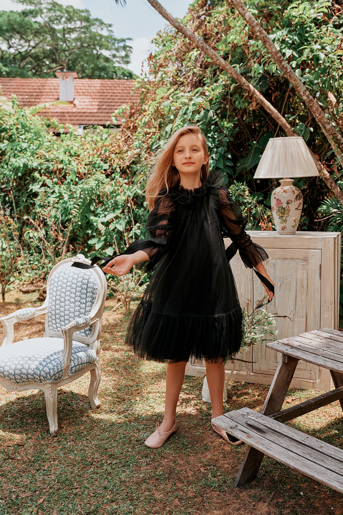 トップス Treat Girl's tulle frill jersey (Black) AriaDress-Black_3_copy_1200x.