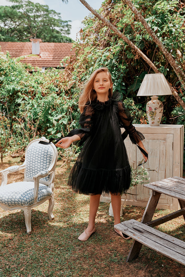 Aria Dress | Black tulle flower girl Dress with ribbons 3 Aria Dress | Black tulle flower girl Dress with ribbons 3