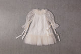 Pink tulle flower girl dress with ribbons
