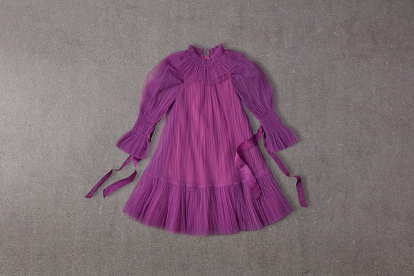 Purple tulle Christmas dress with ribbons
