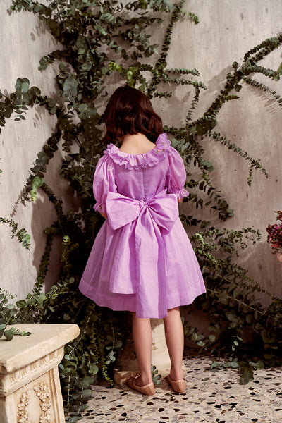 Aubrie Dress  Embroidered purple cotton birthday dress with smocking –  NELLYSTELLA