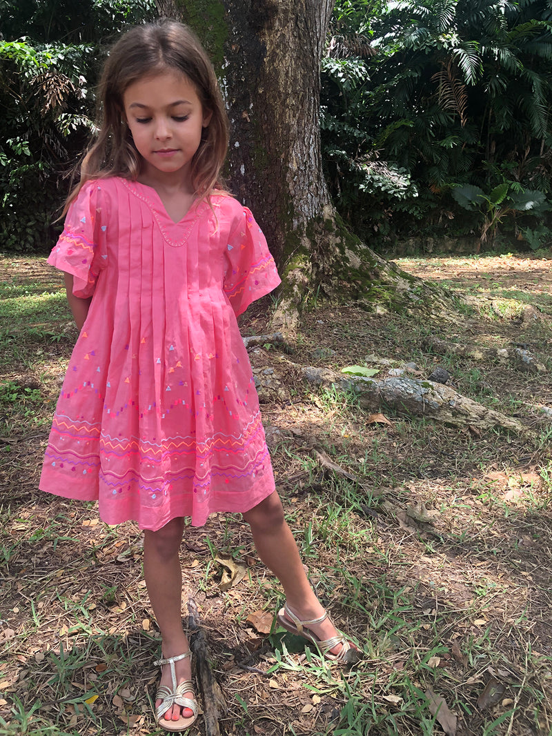 Ava Dress | Knee-length peach cotton birthday Dress with embroidery 12 Ava Dress | Knee-length peach cotton birthday Dress with embroidery 12