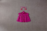 Pink cotton halter top with tassels