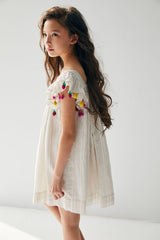 ALMOST PERFECT Chloe Dress | Rainbow Textured Stripes