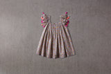Floral cotton birthday dress with tassels