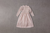 Pink Victorian cotton Christmas dress with lace