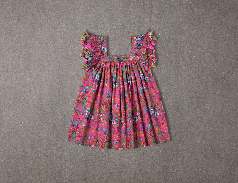 Chloe dress | Pink floral cotton birthday dress with tassels NELLYSTELLA Chloe dress | Pink floral cotton birthday dress with tassels NELLYSTELLA
