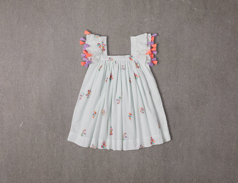 Chloe Dress | Embroidered mint cotton summer Dress with pompoms 12 Chloe Dress | Embroidered mint cotton summer Dress with pompoms 12
