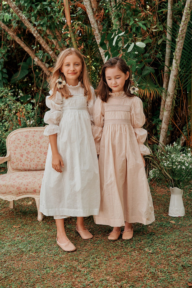 Genevieve Dress | White Cotton Flower Girl Dress with Puff Sleeves 3 Genevieve Dress | White Cotton Flower Girl Dress with Puff Sleeves 3