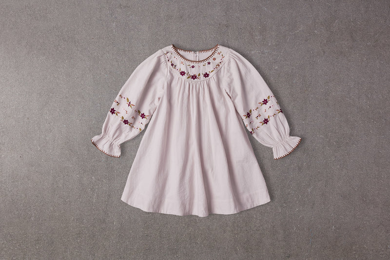 Embroidered pink cotton dress