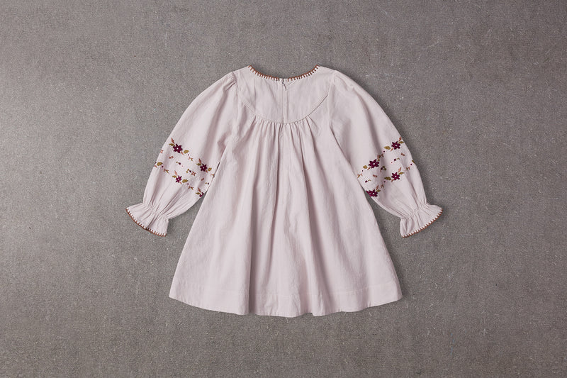 Embroidered pink cotton dress