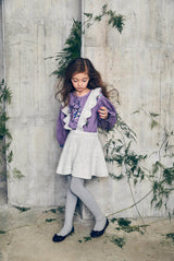 Embroidered purple cotton top with ribbons