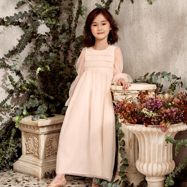 girls embroidered special occasion dress product info and reviews Maribel - Champagne Flower Girl Dress