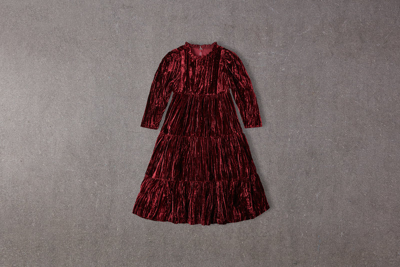 Iris Dress | Tiered red velvet Christmas Dress with gathered sleeves 16 Iris Dress | Tiered red velvet Christmas Dress with gathered sleeves 16
