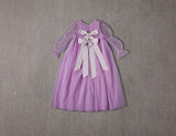 Maxi purple tulle birthday dress with smocking