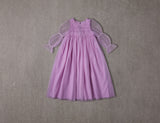 Maxi purple tulle birthday dress with smockingMaxi purple tulle birthday dress with smocking