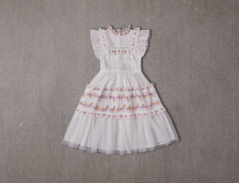 Julianna Dress | White Victorian Tulle Flower Girl Dress with Embroidery 12 Julianna Dress | White Victorian Tulle Flower Girl Dress with Embroidery 12