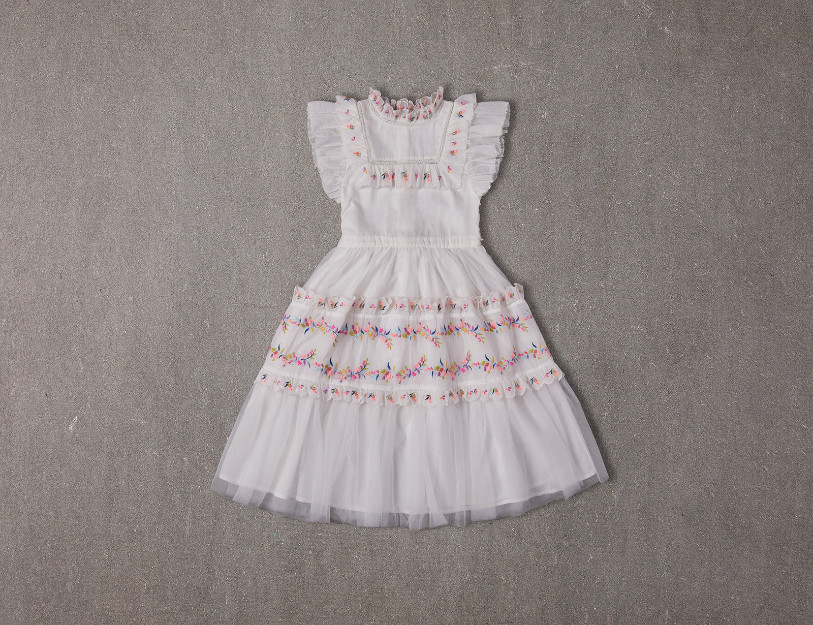 Julianna Dress | White Victorian tulle flower girl dress with