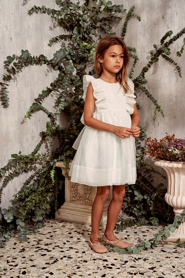 silk toddler dresses Floral Smocked Green Silk Short Sleeve Baby Dress
