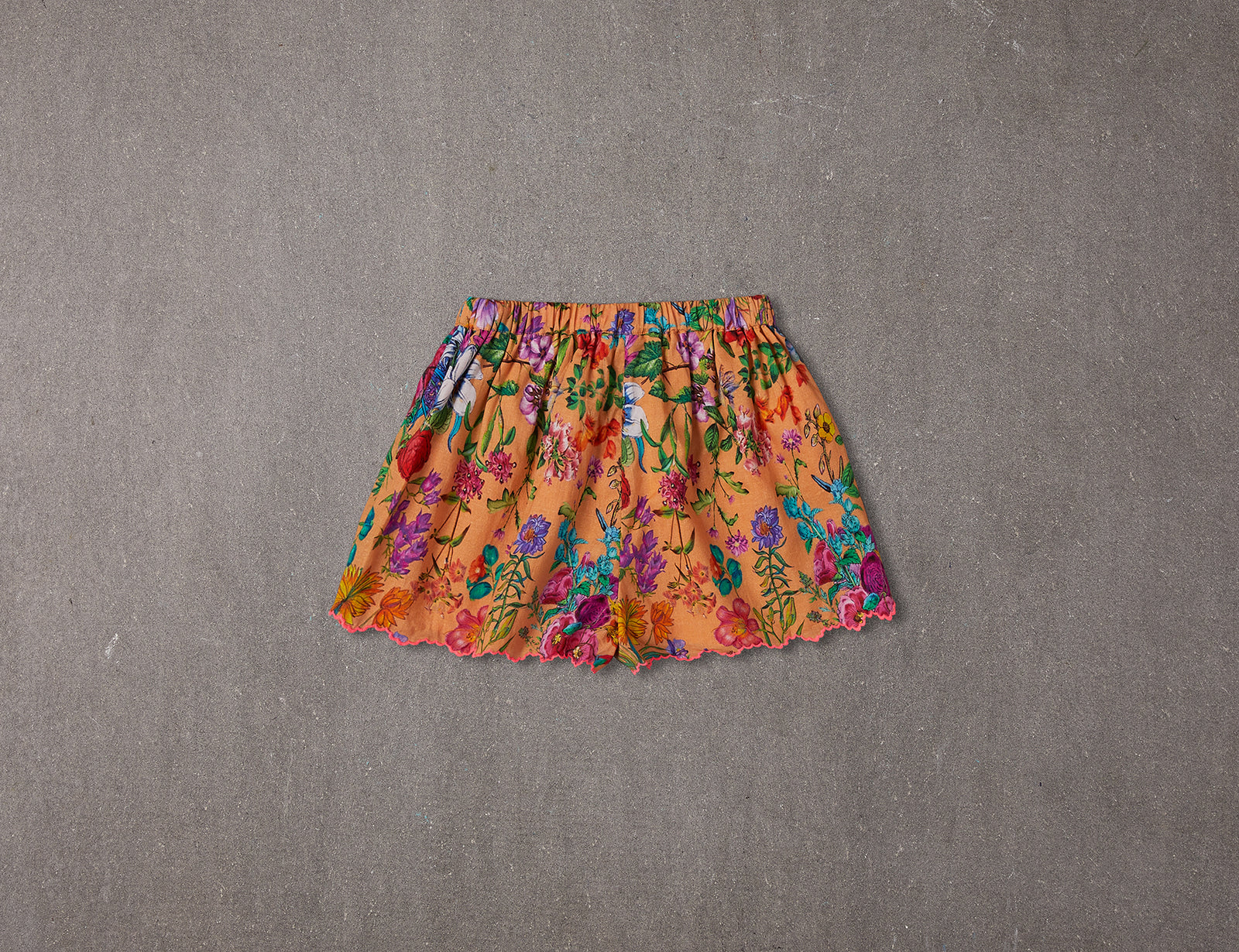 Sawyer Shorts | Embroidered peach cotton shorts with tassels